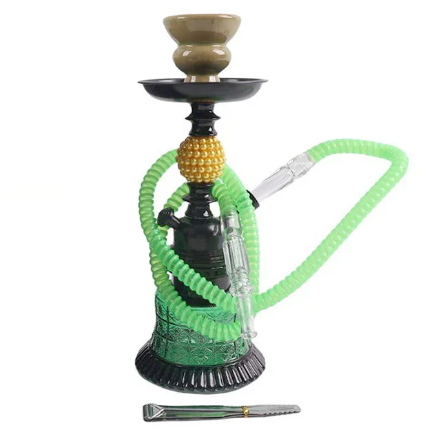 11″ Hookah Single Hose – Golden Pearl Shape – Green