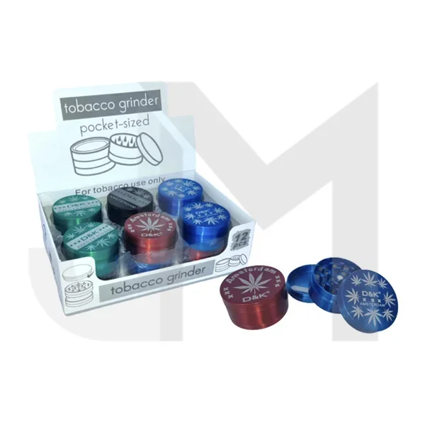 12 x D&K Amsterdam Metal Leaf Tobacco Grinders – DK5867A-3