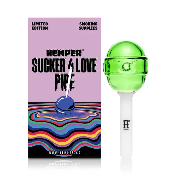 4.5 ” Hemper Sucker 4 Love Lollipop Green Hand Pipe – (1 Count)