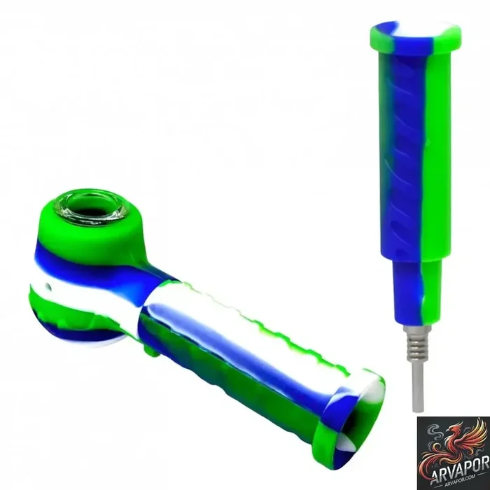 5.5 ” Silicone Hand Pipe & Nectar Collector 2-in-1 with Glass Bowl-AR Vapor