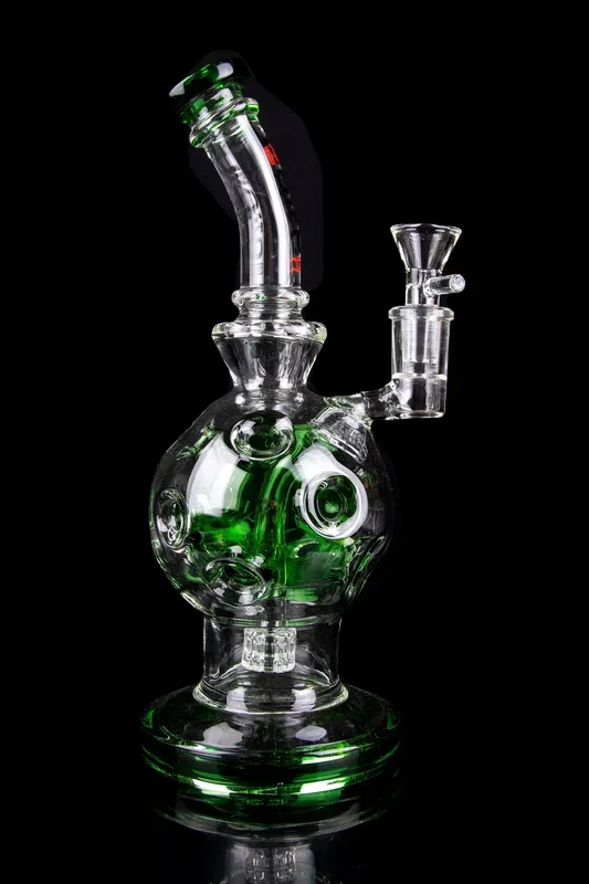 “The Reactor ” Swiss Sphere Style Water Pipe with Bent Neck and Color Accents