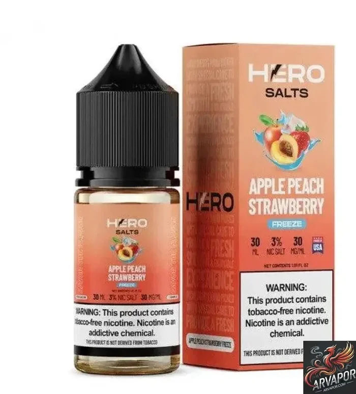 Apple Peach Strawberry Freeze – Hero Salts Syn Nic 30mL – arvapor