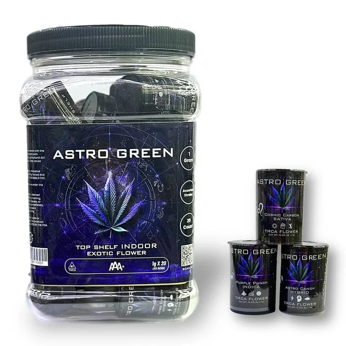 ASTRO GREEN PRIVATE RESERVE 1G THCA Flower Assorted Strains (20 Count Jar)