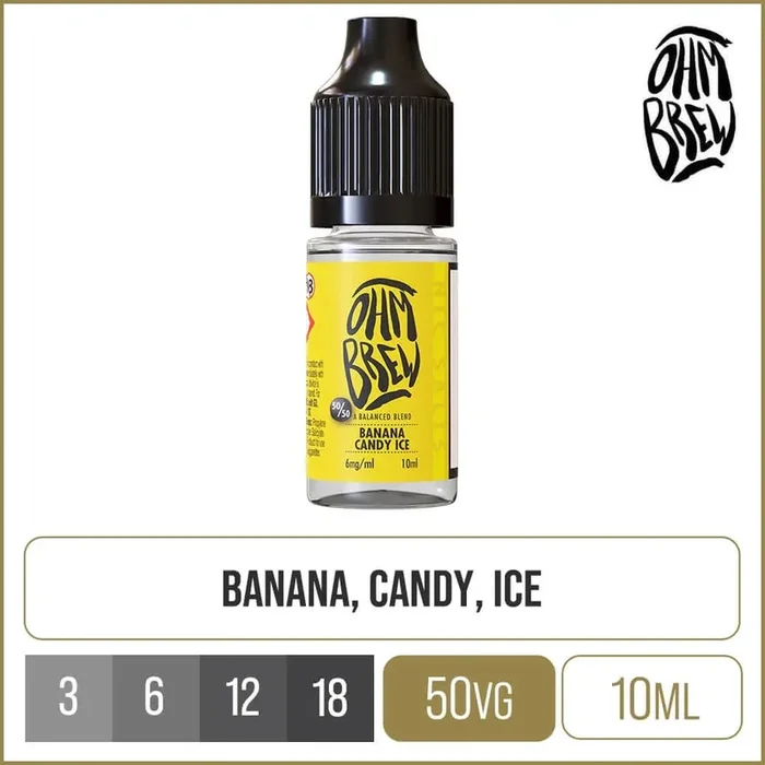 Banana Candy Ice Ohm Brew 50/50 E-Liquid 10ml