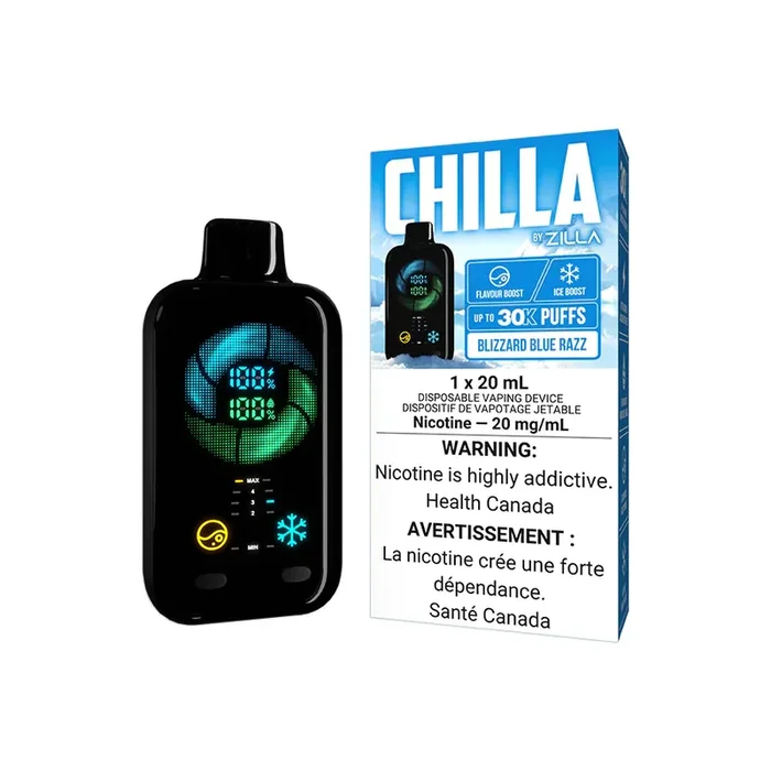 Blizzard Blue Razz (Ice) by Chilla Zilla 30K Puff 20ml – Disposable Vape [ON]
