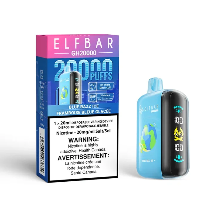 Blue Razz Ice by Elfbar GH20K (20000 Puff) 20mL – Disposable Vape [ON]