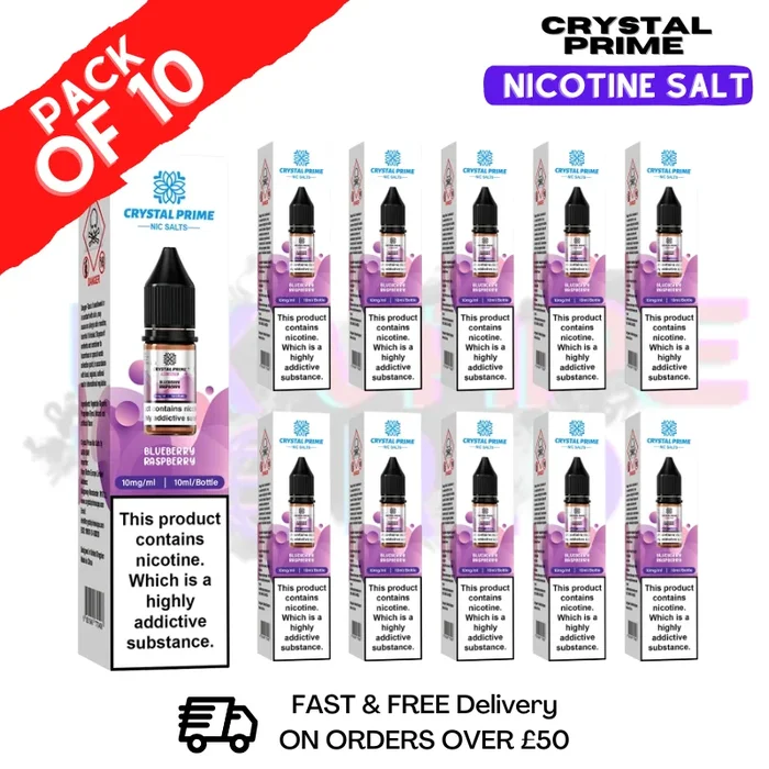 Blueberry Raspberry Crystal Prime Nic Salt Box Of 10