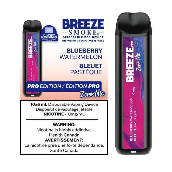 Blueberry Watermelon by Breeze Pro 2000 Puff 4mL [0mg] – Disposable Vape [ON]