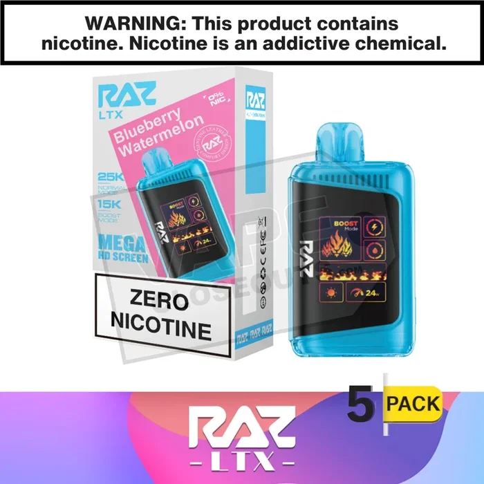 Blueberry Watermelon RAZ LTX 25K ZERO Nicotine Disposable Vape