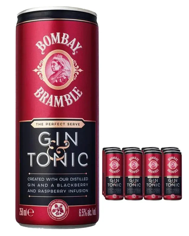 Bombay Bramble Gin & Tonic Premixed Cocktail Can Multipack, 12 x 250 ml