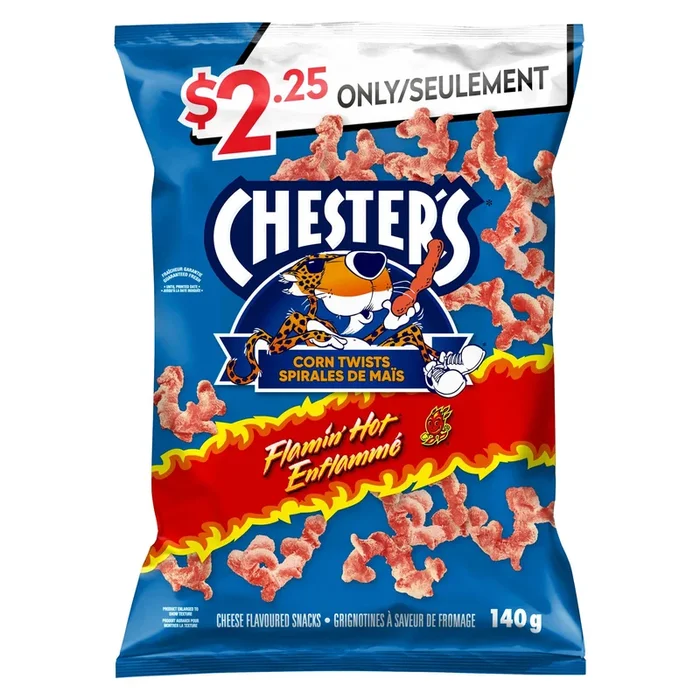 Chester’s Cheese Flavoured Flamin’ Hot Corn Twists, 140-g