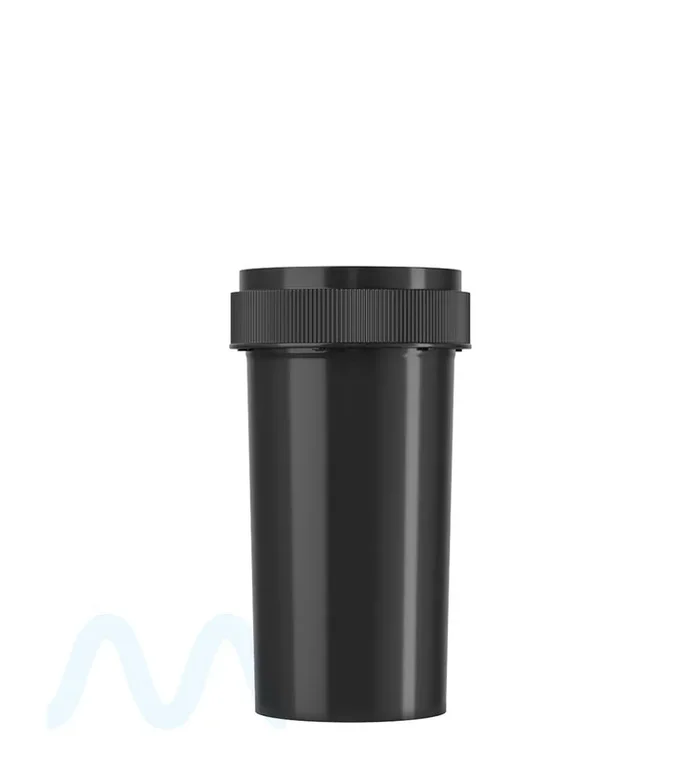 Child Resistant | Black Reversible Cap Vials | 40dr – 10g – 150 Count