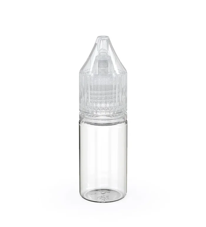 CHUBBY GORILLA | Child Resistant Unicorn V3 PET Dropper Bottles w/ Clear Reducer | 10mL – Clear – 1000 Count