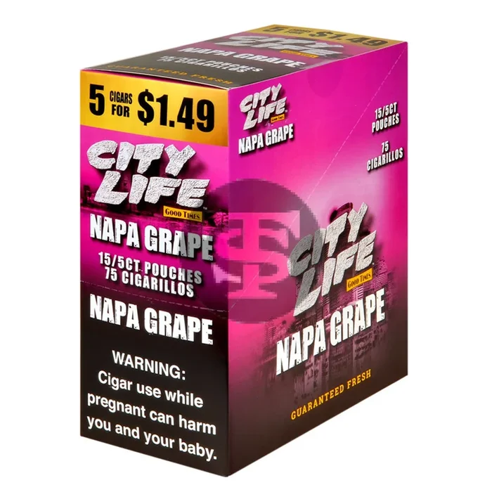 City Life Cigarillos 5 for $1.49 Napa Grape 15 Packs of 5