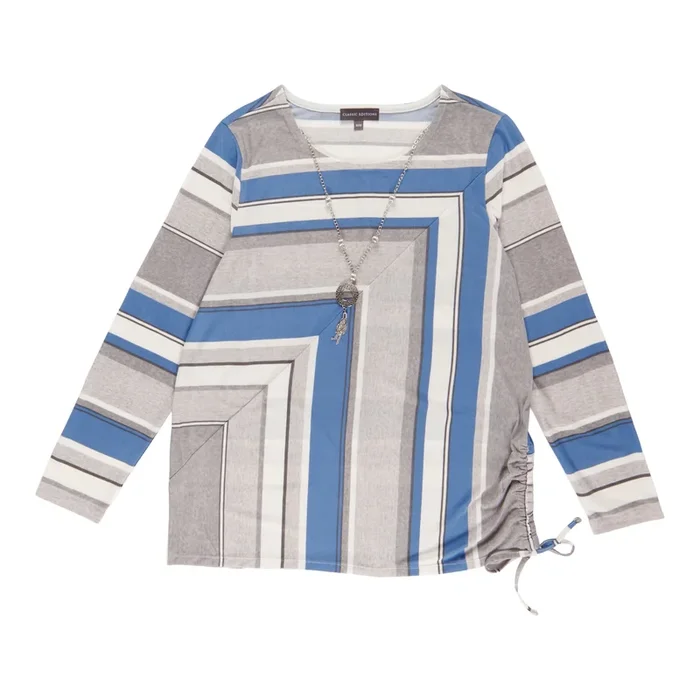 Classic Editions Women’s Round Neck Blouse With Necklace