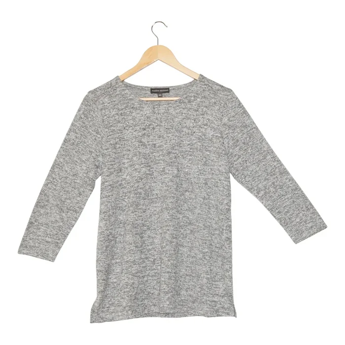 Classic Editions Women’s Winter Charm Glitter 3/4 Sleeve Sweater Knit Top