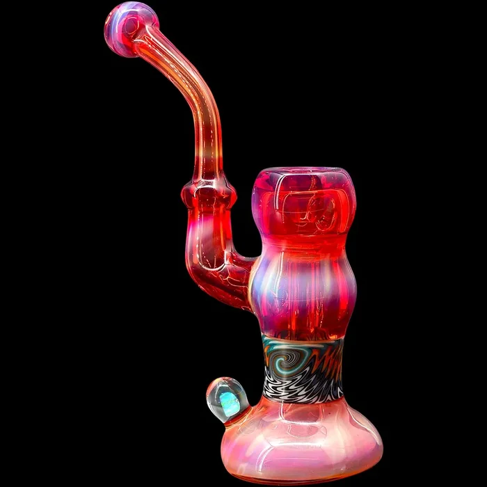 Crimson Fire Sherlock Bubbler Glass Pipe by Chris Lezak