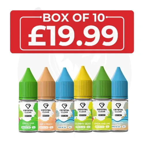 Crystal Clear Bar Salt 10ml E-liquid – Pack of 10