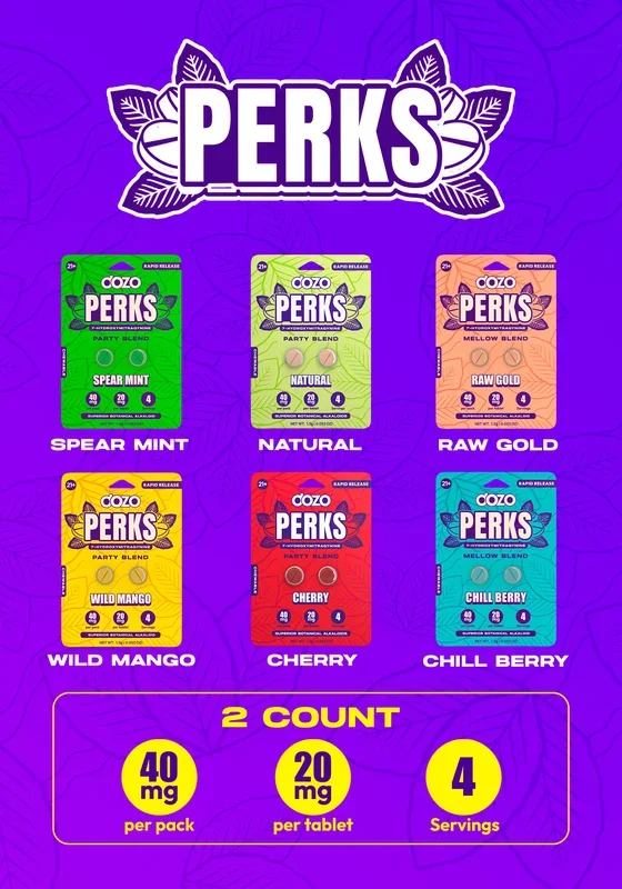 DOZO PERKS 7-HYDROXYMITRAGYNINE 20MG/TABLET (2CT/PACK)