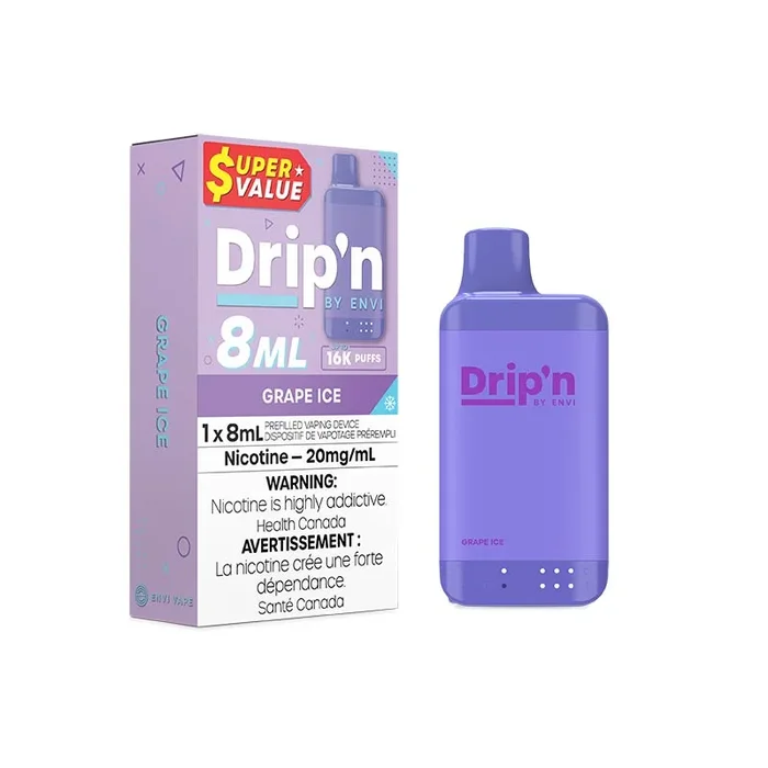 Drip’n by Envi 8ML Disposable – Grape Ice (ON)