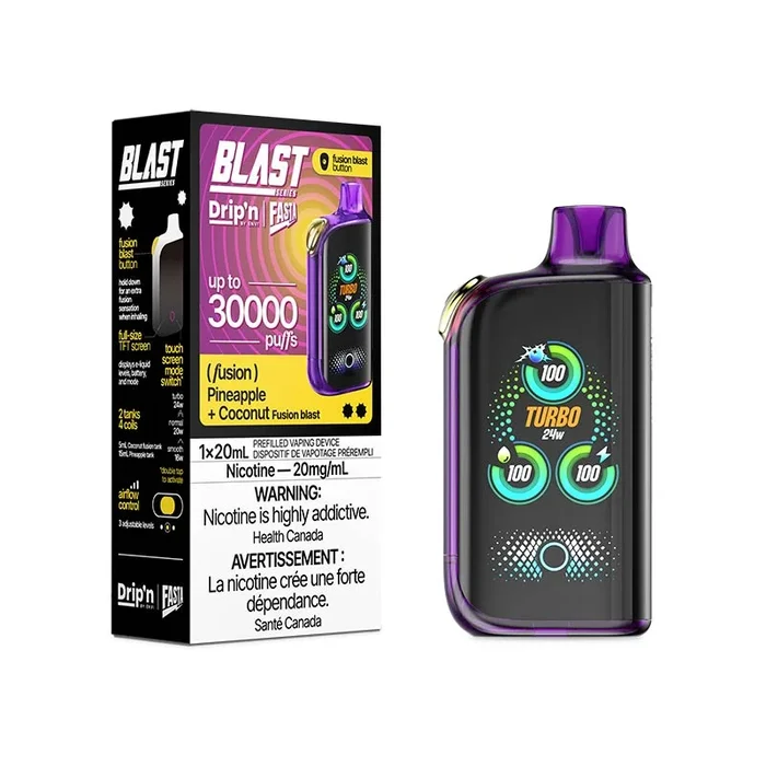 Drip’n by Envi x Fasta Blast 30K Disposable – Pineapple + Coconut (Fusion) (ON)
