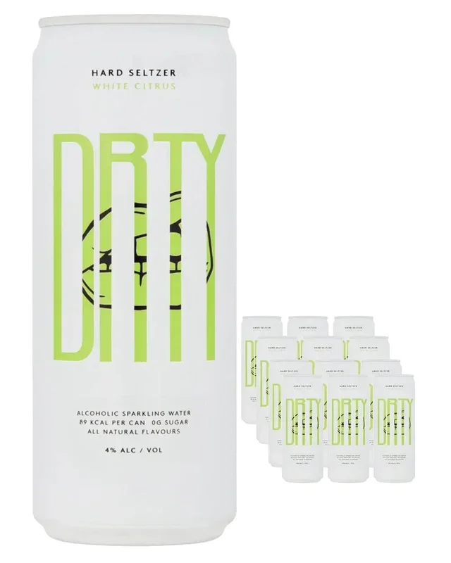 DRTY White Citrus Hard Seltzer Can Multipack, 12 x 330 ml