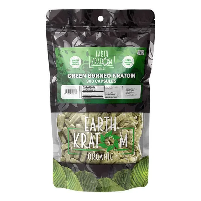 Earth Kratom Green Borneo – 300ct Kratom Capsules