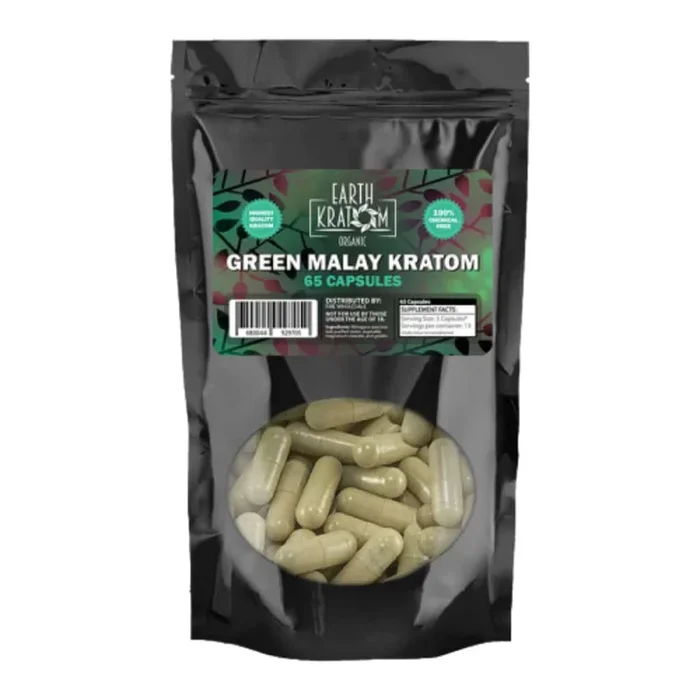 Earth Kratom Green Malay – 65ct Kratom Capsules