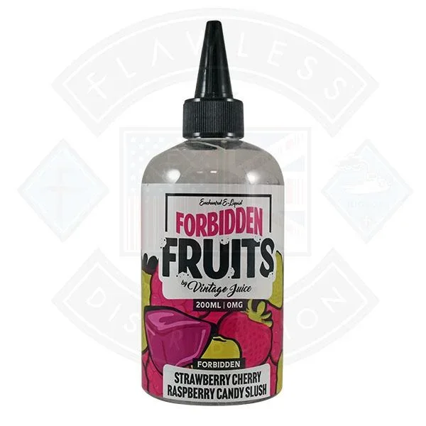 Forbidden Fruits by Vintage Juice – Strawberry Cherry Raspberry Candy Slush 0mg 200ml Shortfill