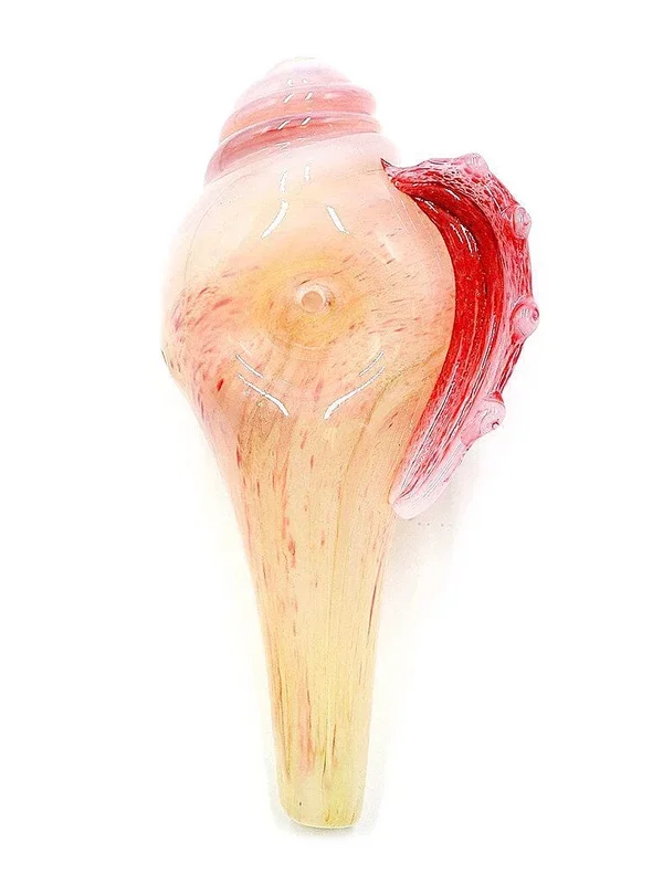 Fumed Frit Conch Shell Hand Pipe (6 “)