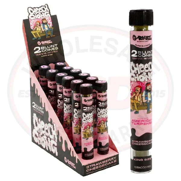 G-ROLLZ Blunt Cones (Cheech & Chong) – 12 Tubes per Box, 2 Cones per Tube, Strawberry Cheesecake