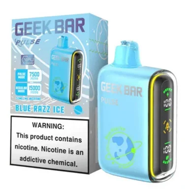 GEEK BAR PULSE 16ML 15000 PUFFS RECHARGEABLE DISPOSABLE VAPE (BLUE RAZZ ICE – FLAVOR)