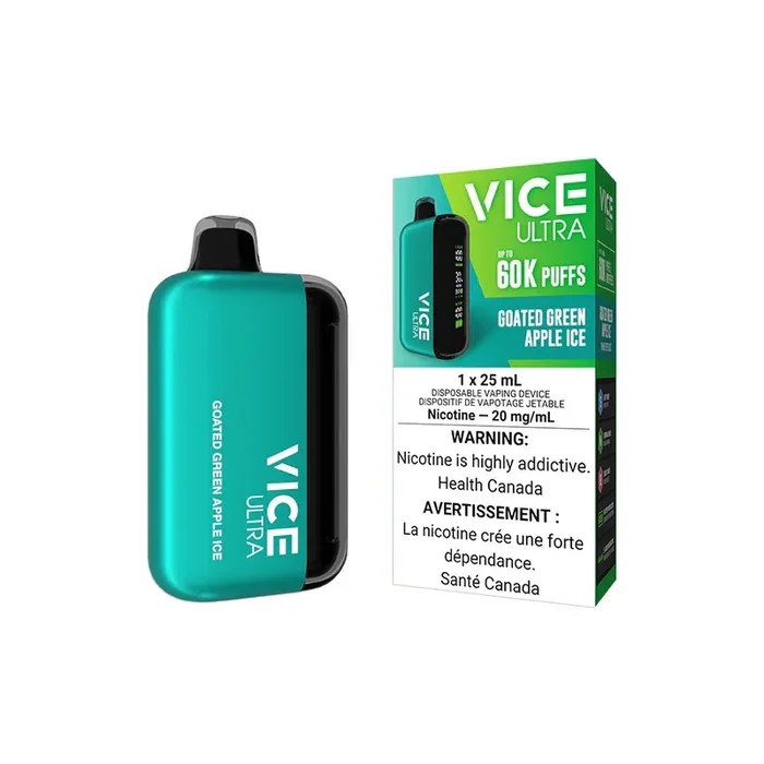 Goated Green Apple Ice by Vice Ultra 60K Puff 25mL – Disposable Vape [ON]