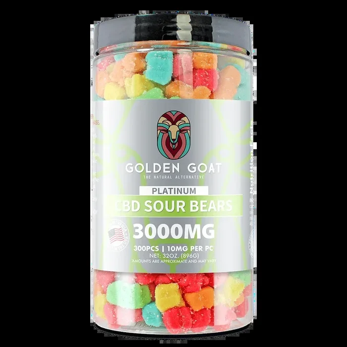 Golden Goat – Platinum CBD Gummies – 3000mg – Sour Bears