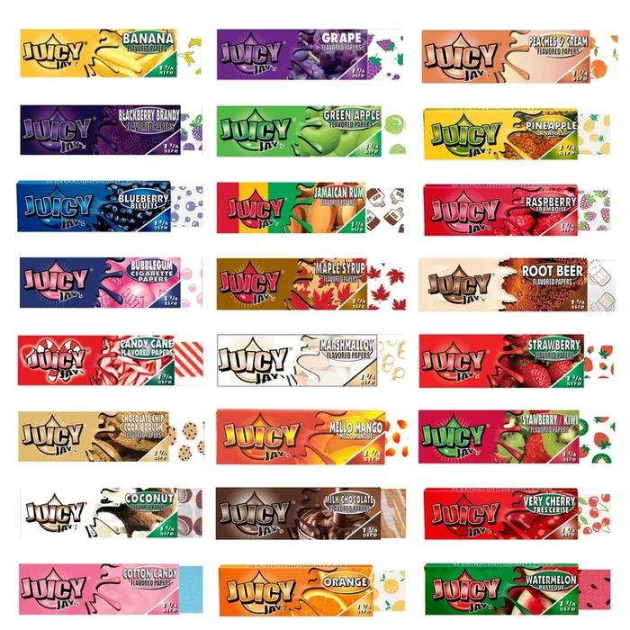 Juicy Jay’s Rolling Papers – 1¼ – Mixed Case of 24 Flavours