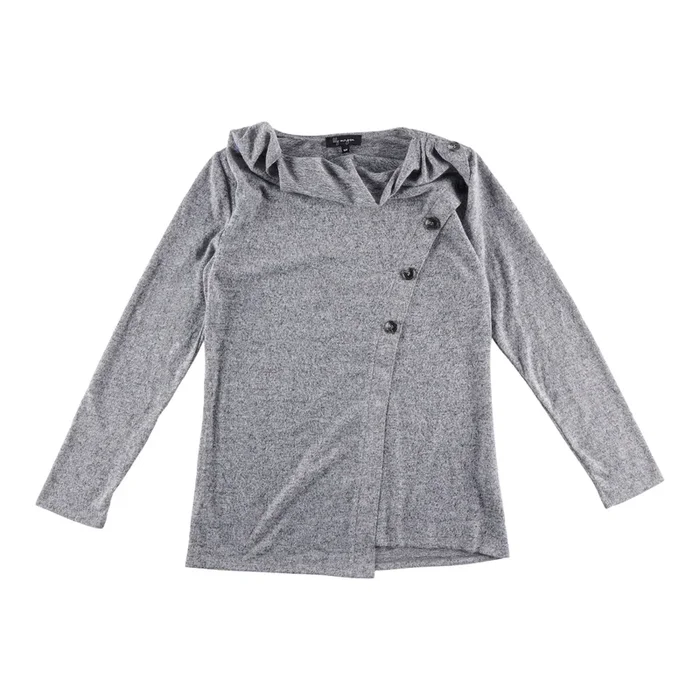 lily morgan Women’s Cowl Neck Sweater Knit Top with Button Detailing