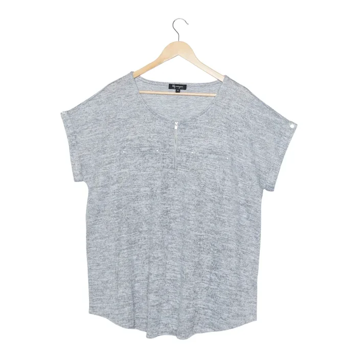 lily morgan Women’s Plus Urban Chic Zip Front Sweater Knit Top