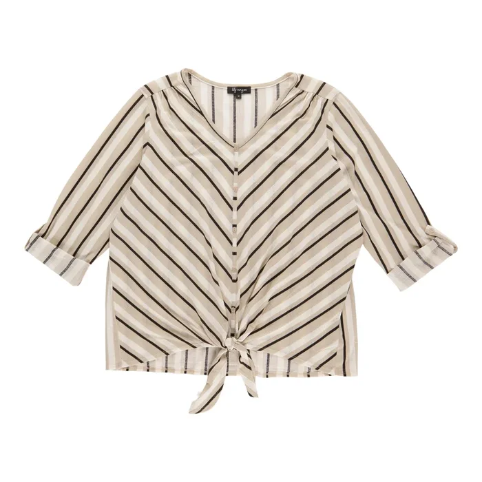 lily morgan Women’s Plus V-Neck Tie Front Top