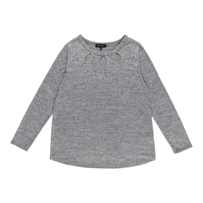 lily morgan Women’s Sweater Knit Top with Nail Head Detailing