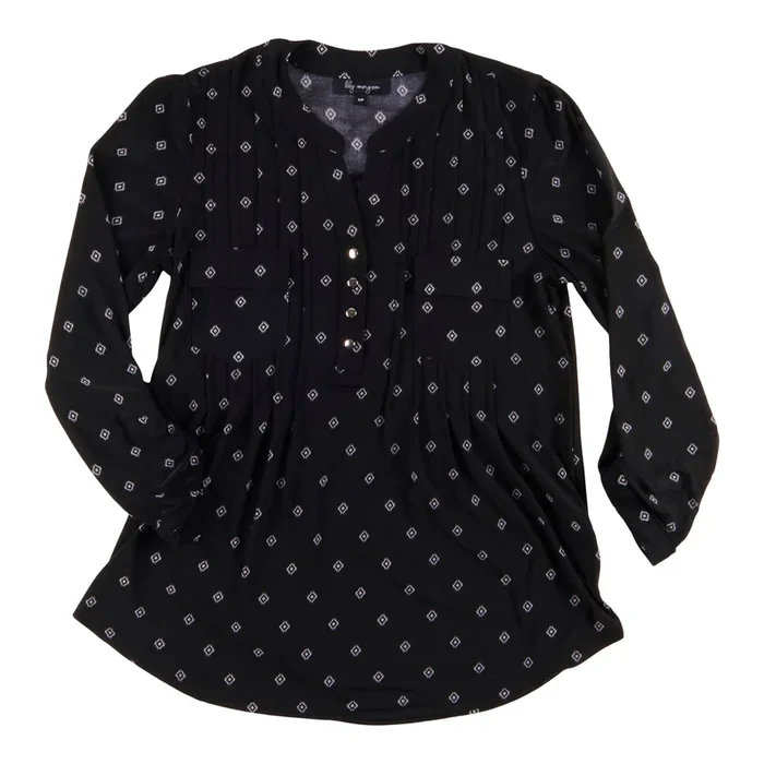 lily morgan Women’s Urban Chic Pintuck Printed Top