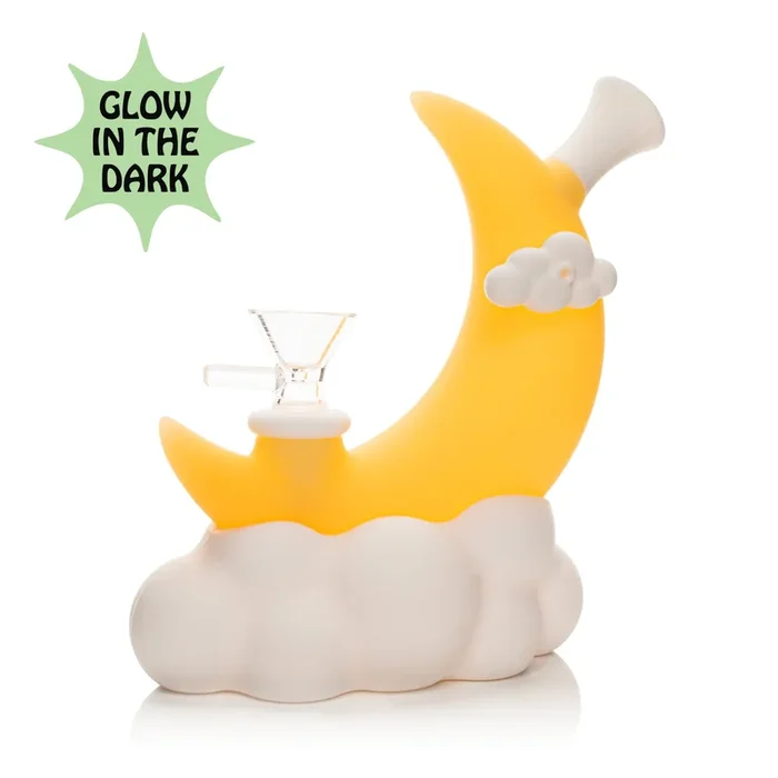 LIT Silicone 6.5 ” Glow in the Dark Moon Water Pipe