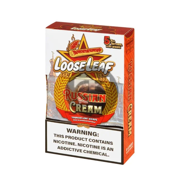 Loose Leaf Russian Cream wraps, 8 packs of 5