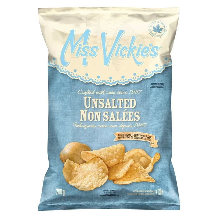 Miss Vickie’s Unsalted Kettle Cooked Potato Chips – 200g