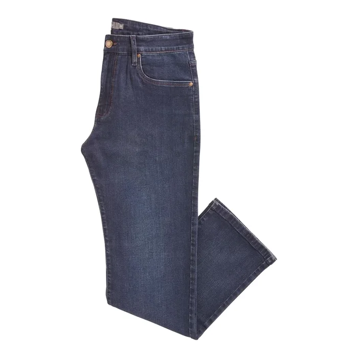 Mountain Ridge Men’s Mid-Rise Relaxed Fit Jeans with Button Closure and Zip Fly, Dark Blue Wash