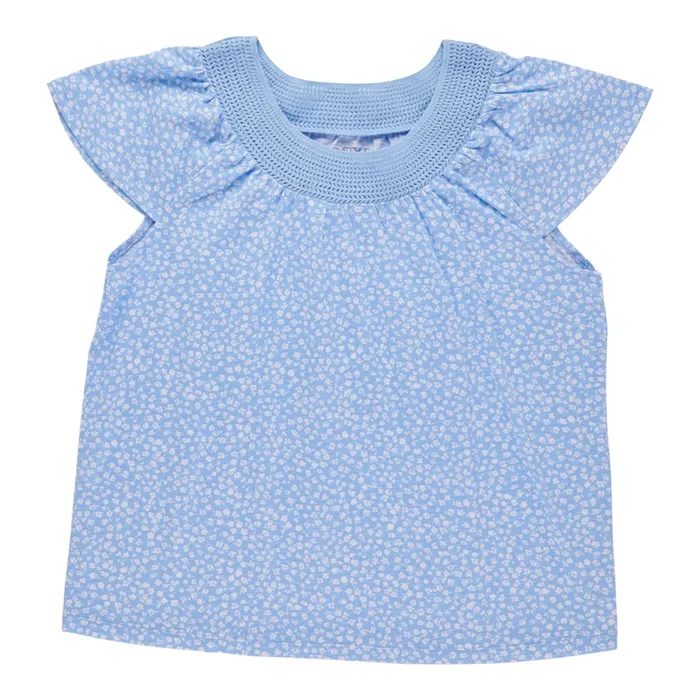 mySTYLE Women’s Mykonos Printed Crochet Neck Slub Tee