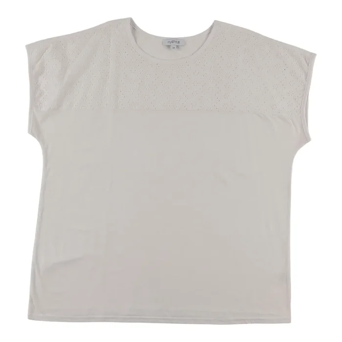 mySTYLE Women’s Plus Mykonos Eyelet Yoke Tee