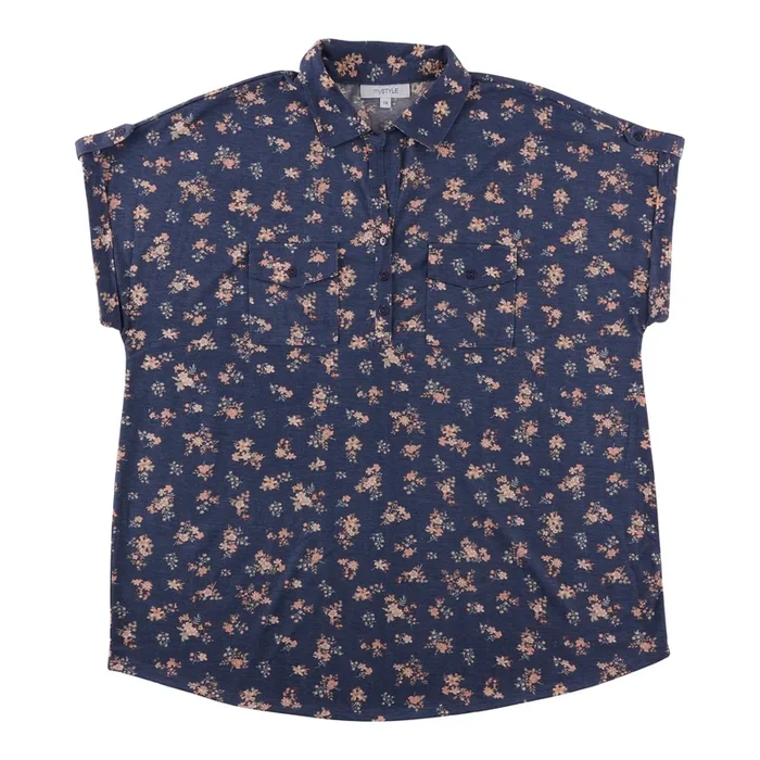 mySTYLE Women’s Plus Short Sleeve Collared Blouse