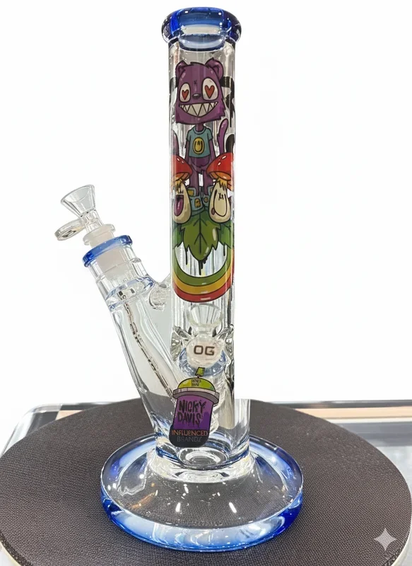 OG 16 ” Mushroom and Cat 9mm Decal Tube Bong