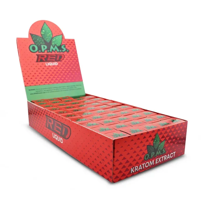 OPMS – Red Liquid Kratom Extract Shot 8.8ml / Bottle 50 Count Tray