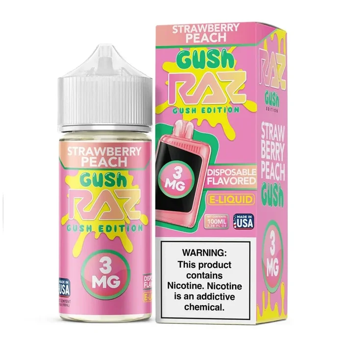 Pod Juice X RAZ – Strawberry Peach Gush – 100ML E-Liquid